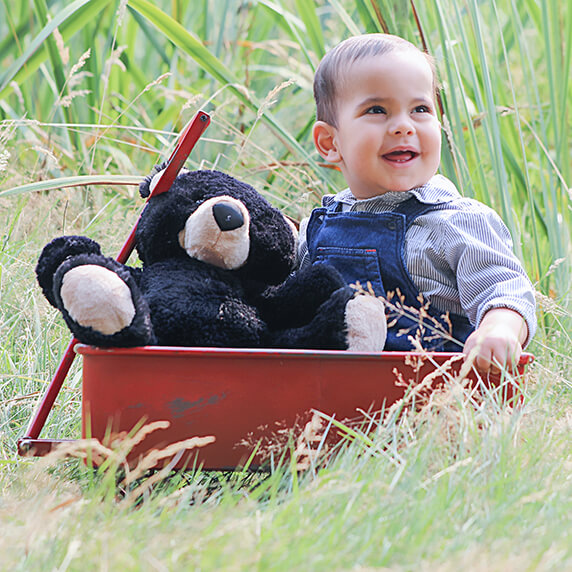 Boy in wagon