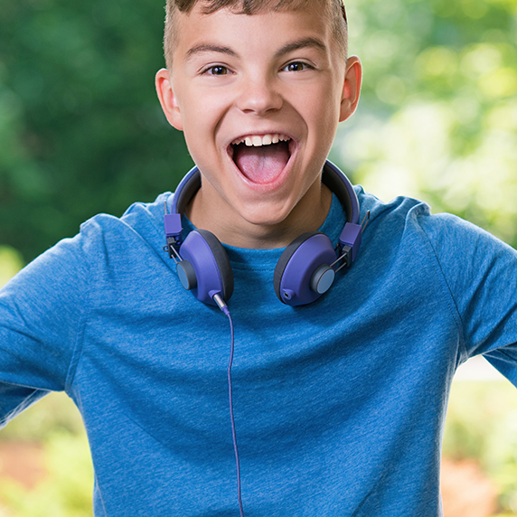 Teen boy laughing